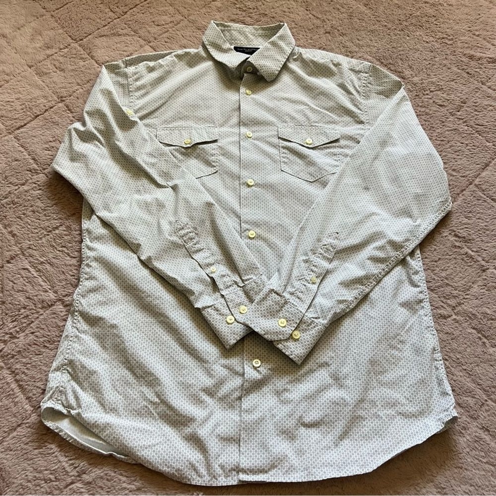 Banana Republic‎ Slim Fit Cotton Blend Button Down Shirt Preppy Size 16 - 16 1/2